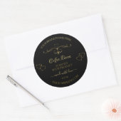 Elegant Gold  hart op zwarte productlabels Ronde Sticker (Envelop)