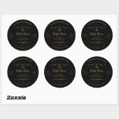 Elegant Gold  hart op zwarte productlabels Ronde Sticker (Vel)