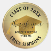 Elegant Gold Hartelijk dank Afstuderen voor script Ronde Sticker (Voorkant)