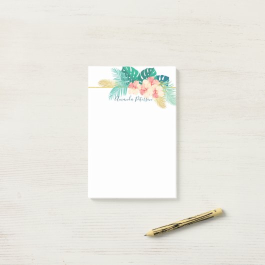 Elegant Gold Hawaiian Hibiscus Post-It Notes (Op bureau)