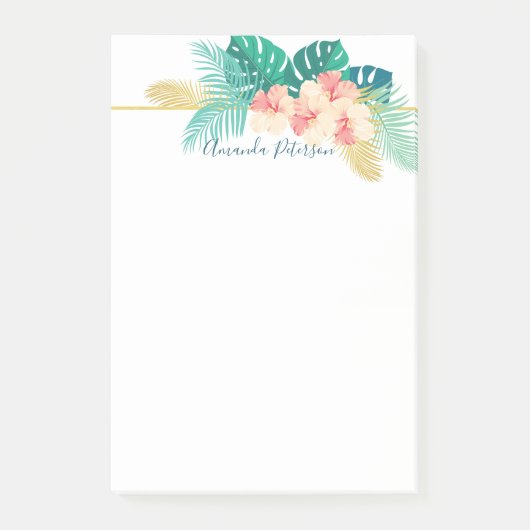 Elegant Gold Hawaiian Hibiscus Post-It Notes (Voorkant)