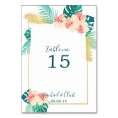 Elegant Gold Hawaiian Hibiscus Wedding Table kaart (Voorkant)