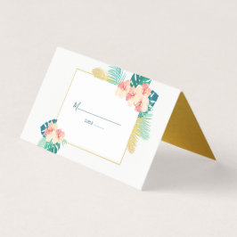 Elegant Gold Hawaiian Hibiscus Wedding Table kaart Visitekaartje
