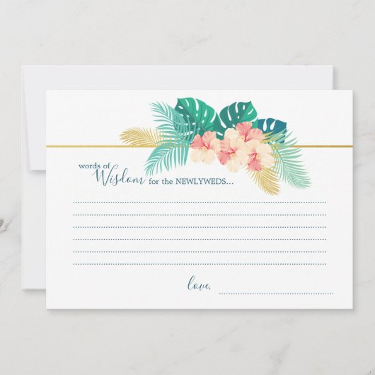 Elegant Gold Hawaiian Hibiscus Wedding Wisdom Card Aankondiging (Voorkant)