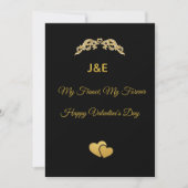Elegant Gold Heart & Black Gradient Personalized V Kaart (Voorkant)