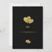 Elegant Gold Heart & Black Gradient Personalized V Kaart (Achterkant)