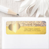 Elegant, Gold Heart, Bokeh-adreslabel Etiket (Insitu)