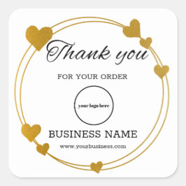Elegant Gold Heart Business Hartelijk dank Vierkante Sticker