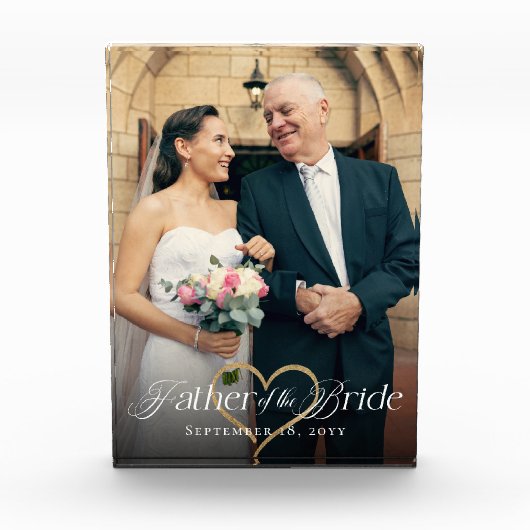 Elegant Gold Heart Father of the Bride Keepsake Fotoblokken (Voorkant)