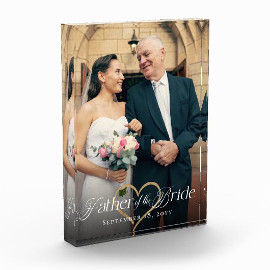 Elegant Gold Heart Father of the Bride Keepsake Fotoblokken (Links)