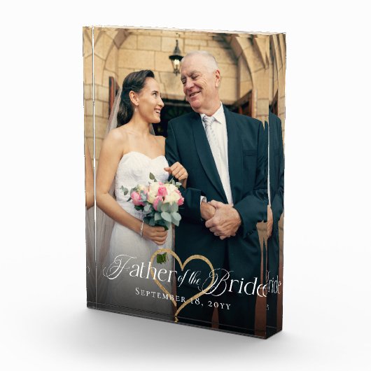Elegant Gold Heart Father of the Bride Keepsake Fotoblokken (Rechts)