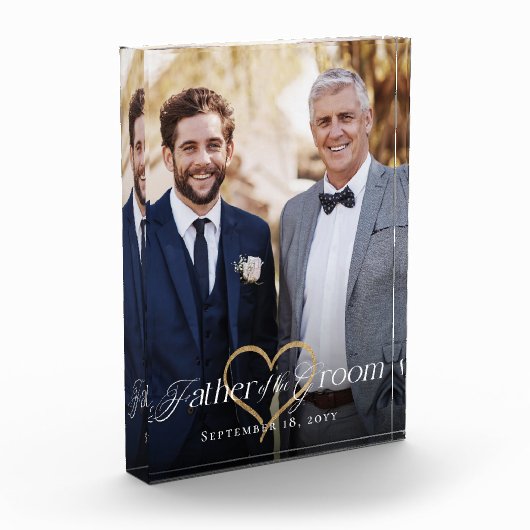 Elegant Gold Heart Father of the Groom Keepsake Fotoblokken (Links)