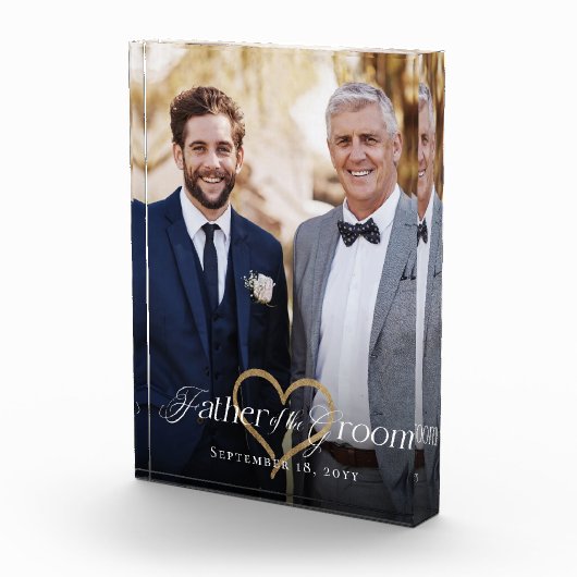 Elegant Gold Heart Father of the Groom Keepsake Fotoblokken (Rechts)