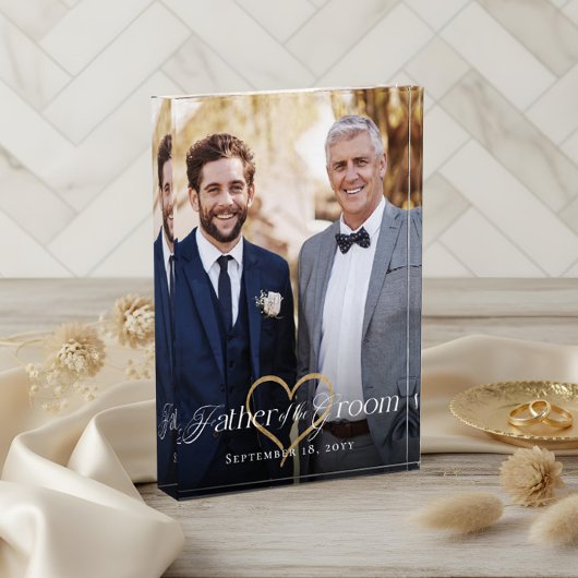 Elegant Gold Heart Father of the Groom Keepsake Fotoblokken
