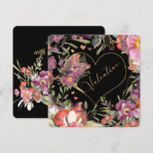 Elegant Gold Heart Floral Valentijnse  Feestdagenkaart (Voorkant / Achterkant)