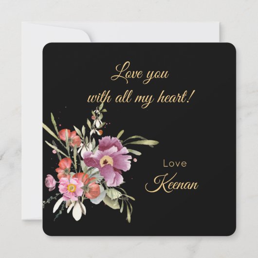 Elegant Gold Heart Floral Valentijnse  Feestdagenkaart (Achterkant)