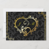 Elegant Gold Heart Monogram Bachelorette Party Kaart (Voorkant)