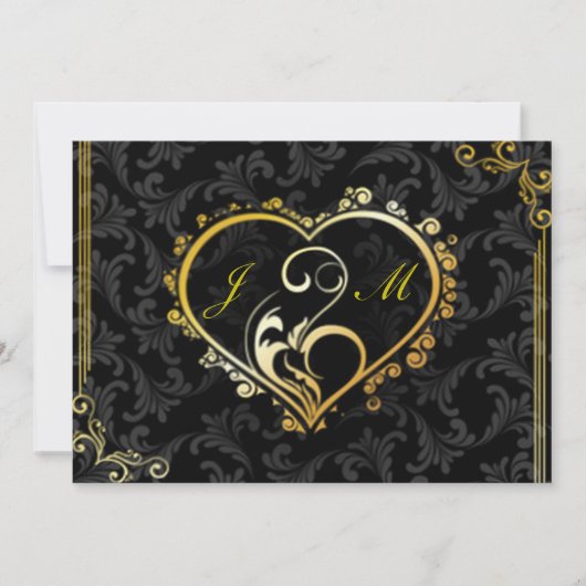 Elegant Gold Heart Monogram Bachelorette Party Kaart (Voorkant)