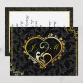 Elegant Gold Heart Monogram Bachelorette Party Kaart (Voorkant / Achterkant)