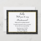 Elegant Gold Heart Monogram Bridesmaid Kaart (Achterkant)