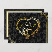 Elegant Gold Heart Monogram Engagement Party Invit Kaart (Voorkant / Achterkant)