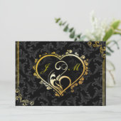 Elegant Gold Heart Monogram Vrijgezellenfeest Uitn Kaart (Staand voorkant)