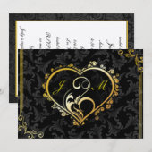 Elegant Gold Heart Monogram Vrijgezellenfeest Uitn Kaart (Voorkant / Achterkant)