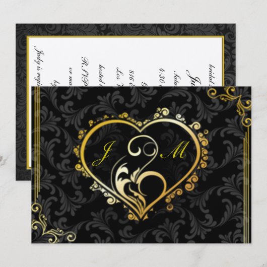 Elegant Gold Heart Monogram Vrijgezellenfeest Uitn Kaart (Voorkant / Achterkant)
