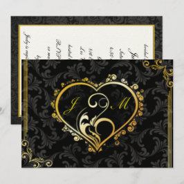 Elegant Gold Heart Monogram Vrijgezellenfeest Uitn Kaart
