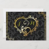 Elegant Gold Heart Monogram Weddenschap Kaart (Voorkant)