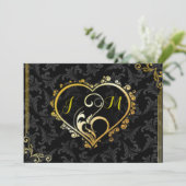 Elegant Gold Heart Monogram Weddenschap Kaart (Staand voorkant)