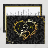 Elegant Gold Heart Monogram Weddenschap Kaart (Voorkant / Achterkant)
