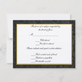Elegant Gold Heart Monogram Wedding Response Kaart (Achterkant)
