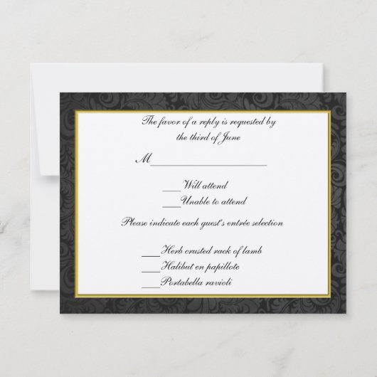 Elegant Gold Heart Monogram Wedding Response Kaart (Achterkant)