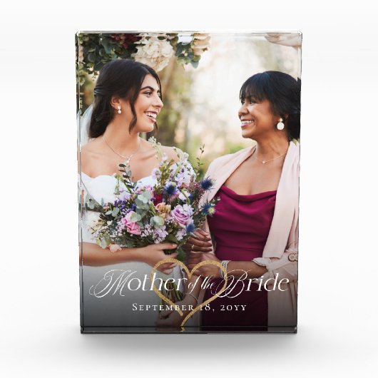 Elegant Gold Heart Mother of the Bride Keepsake Fotoblokken (Voorkant)