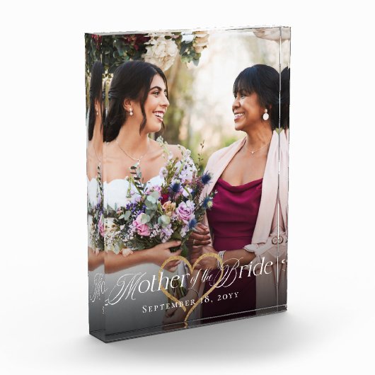 Elegant Gold Heart Mother of the Bride Keepsake Fotoblokken (Links)
