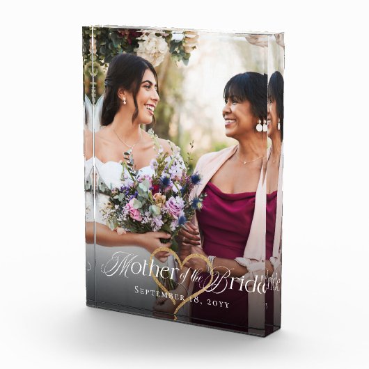 Elegant Gold Heart Mother of the Bride Keepsake Fotoblokken (Rechts)