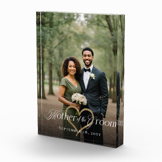 Elegant Gold Heart Mother of the Groom Keepsake Fotoblokken (Rechts)