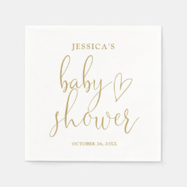 Elegant Gold Heart Script Baby shower Servet