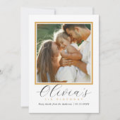 Elegant Gold Heart Script Photo Birthday Bedankkaart (Voorkant)