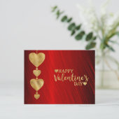 Elegant Gold Heart String Red Valentijn Feestdagenkaart (Staand voorkant)