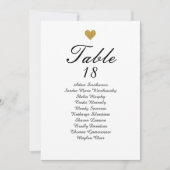 Elegant Gold Heart Table Number Zitkaarten Aankondiging (Voorkant)