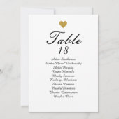 Elegant Gold Heart Table Number Zitkaarten Aankondiging (Achterkant)