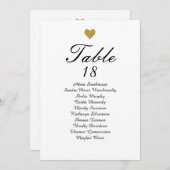 Elegant Gold Heart Table Number Zitkaarten Aankondiging (Voorkant / Achterkant)
