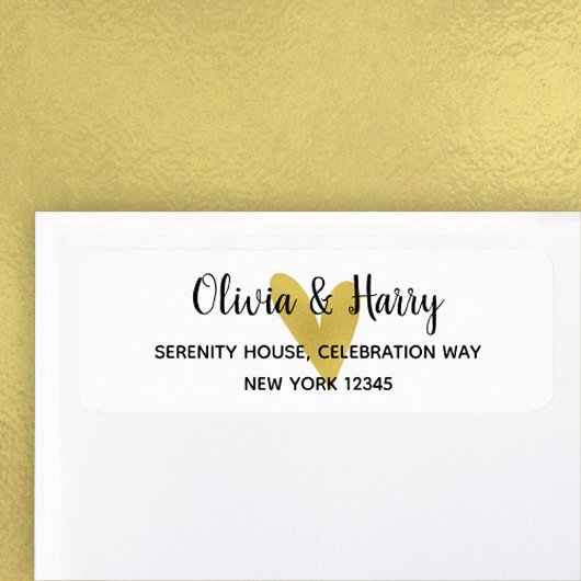 Elegant Gold Heart Wedding Return Address Labels