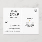Elegant Gold Heart White Black RSVP Briefkaart (Achterkant)