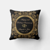Elegant Gold Hearts 50th Wedding Jubileum Kussen (Achterkant)