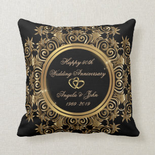 Elegant Gold Hearts 50th Wedding Jubileum Kussen