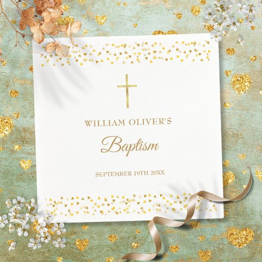 Elegant Gold Hearts Baptism Christening Servet