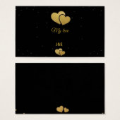 Elegant Gold Hearts Black Minimalist Profile Card Visitekaartje (Voorkant /achterkant)